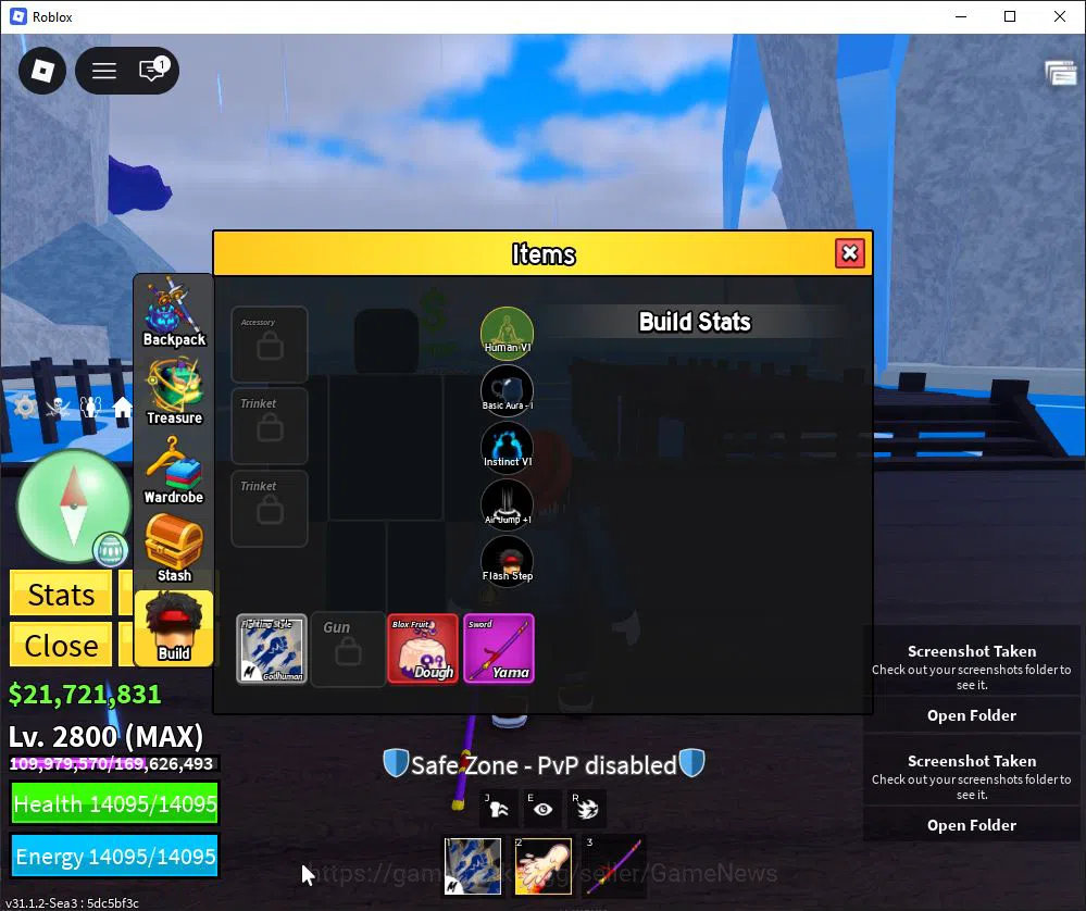 Roblox Accounts Blox Fruit |Lv Max + Dough,GodHuman|21M Beli 35K Frag|2 Myth Weap 2 Legend Fruit |Human V1|Unverif(RBL941) 9