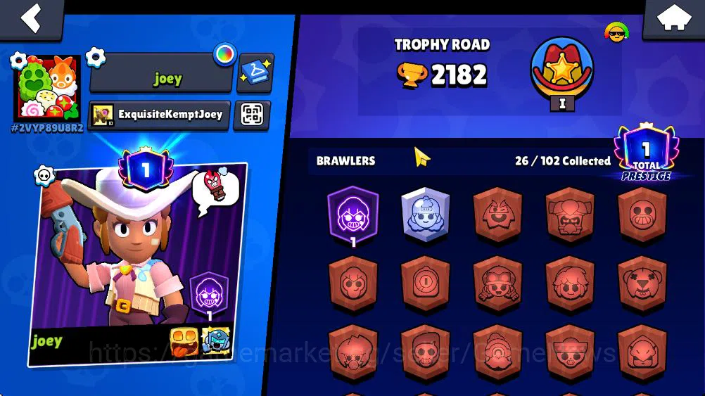 Brawl Stars Accounts 2182Trophy|26 Brawlers 2 Max Lv Legend:Meg Myth:Da image 2