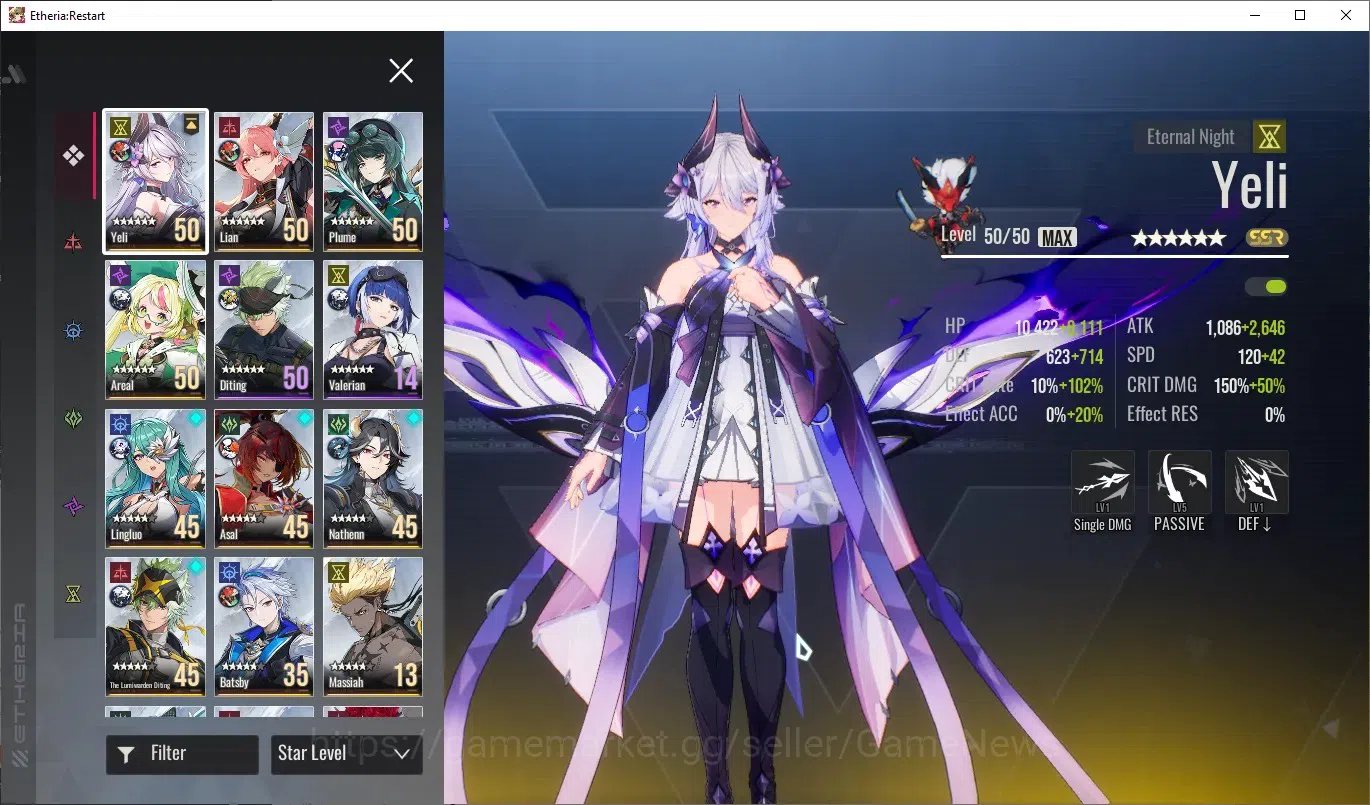 Etheria: Restart Accounts GLOBAL-S25|Lv41|19,9K DM|10 SSR[Yeli,Lian,Plume,Li image 2