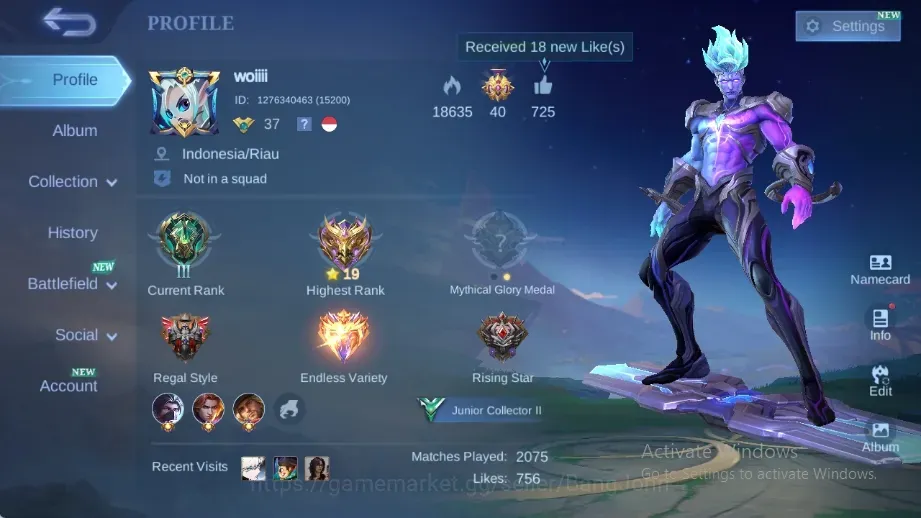Mobile Legends: Bang Bang Accounts Others Global|55S|Junior|EPIC Grock Change Carmilla,SABER layla,DragonTamer 1