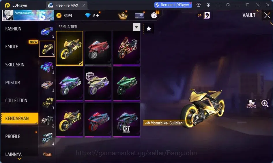 Free Fire Accounts Indonesia | Vault 209| SG Lumut| EVO MP5-Platinum  image 11