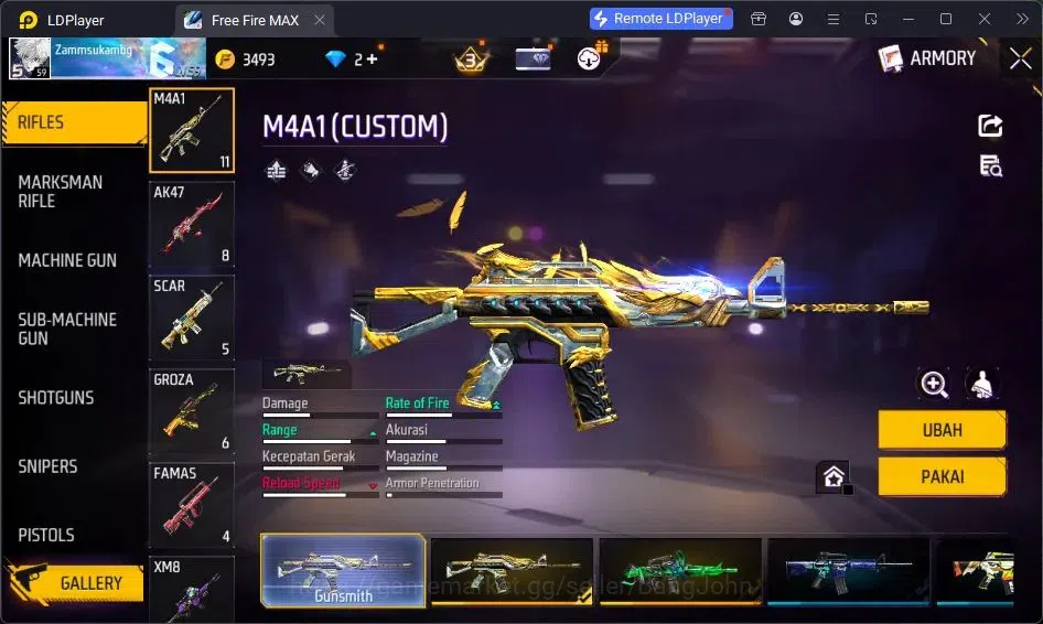 Free Fire Accounts Indonesia | Vault 209| SG Lumut| EVO MP5-Platinum  image 7