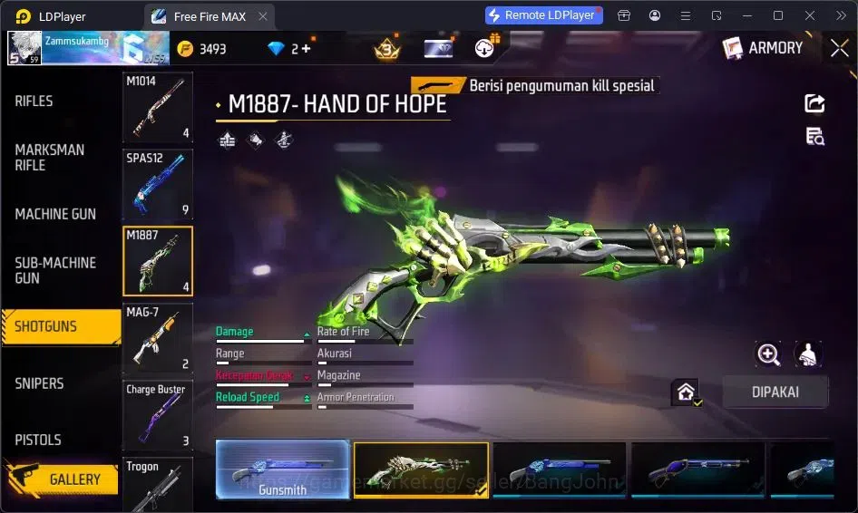 Free Fire Accounts Indonesia | Vault 209| SG Lumut| EVO MP5-Platinum  image 8