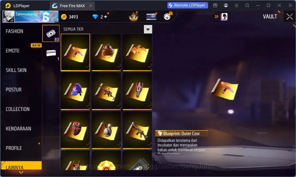 Free Fire Accounts Indonesia | Vault 209| SG Lumut| EVO MP5-Platinum  image 9