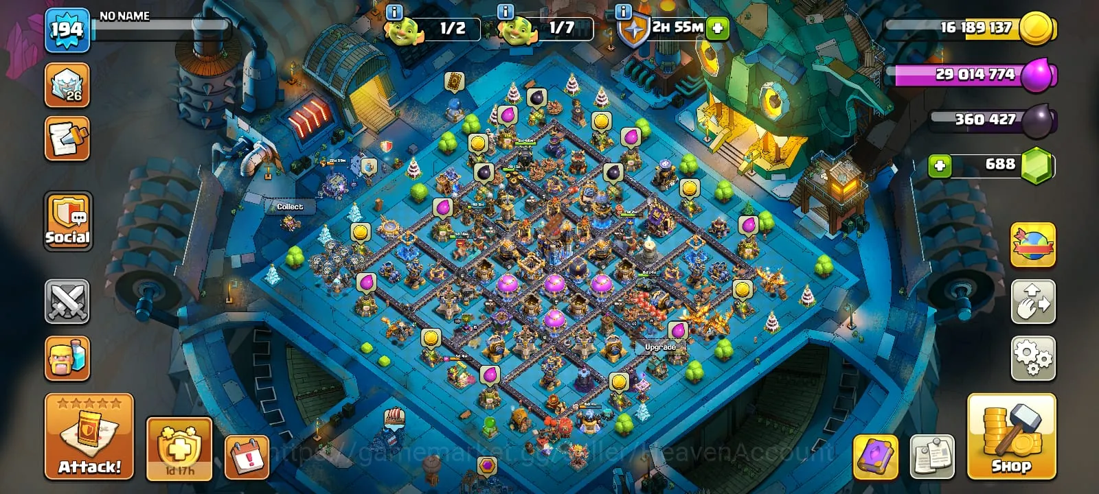 Clash of Clans Accounts High-End mash-a-rama scneryth 18 wall maxheroes maxed-316 skin Heroesfull equipment epicheroes lvl 1