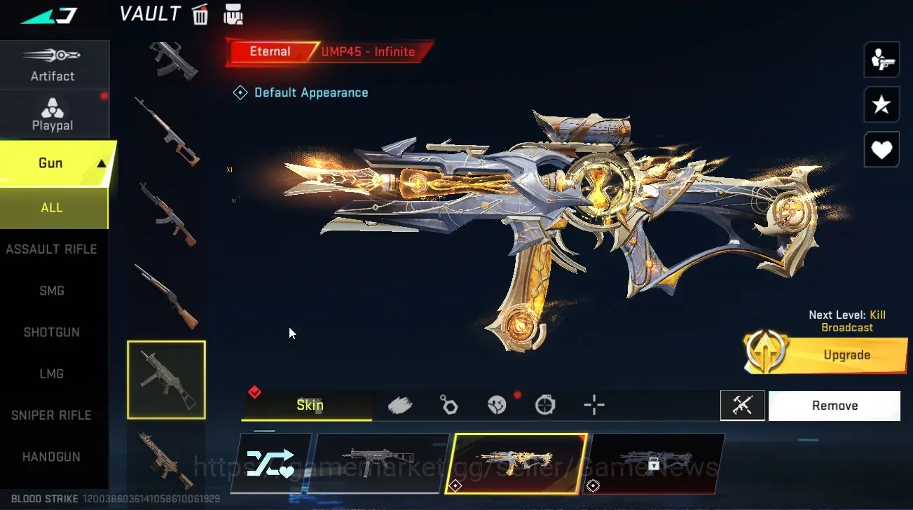 Blood Strike Accounts Collab Skin Asia|Eternal UMP45 Infinite+ Legendary Nova Rebel Vogue,Vector,Kala,M700+ 5 Striker| Rank 1