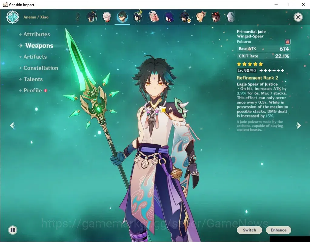 Genshin Impact Accounts Asia|AR60|XiaoC6+PJWS R2|14(*5Limit)+24(*5WEP)|HuT image 3