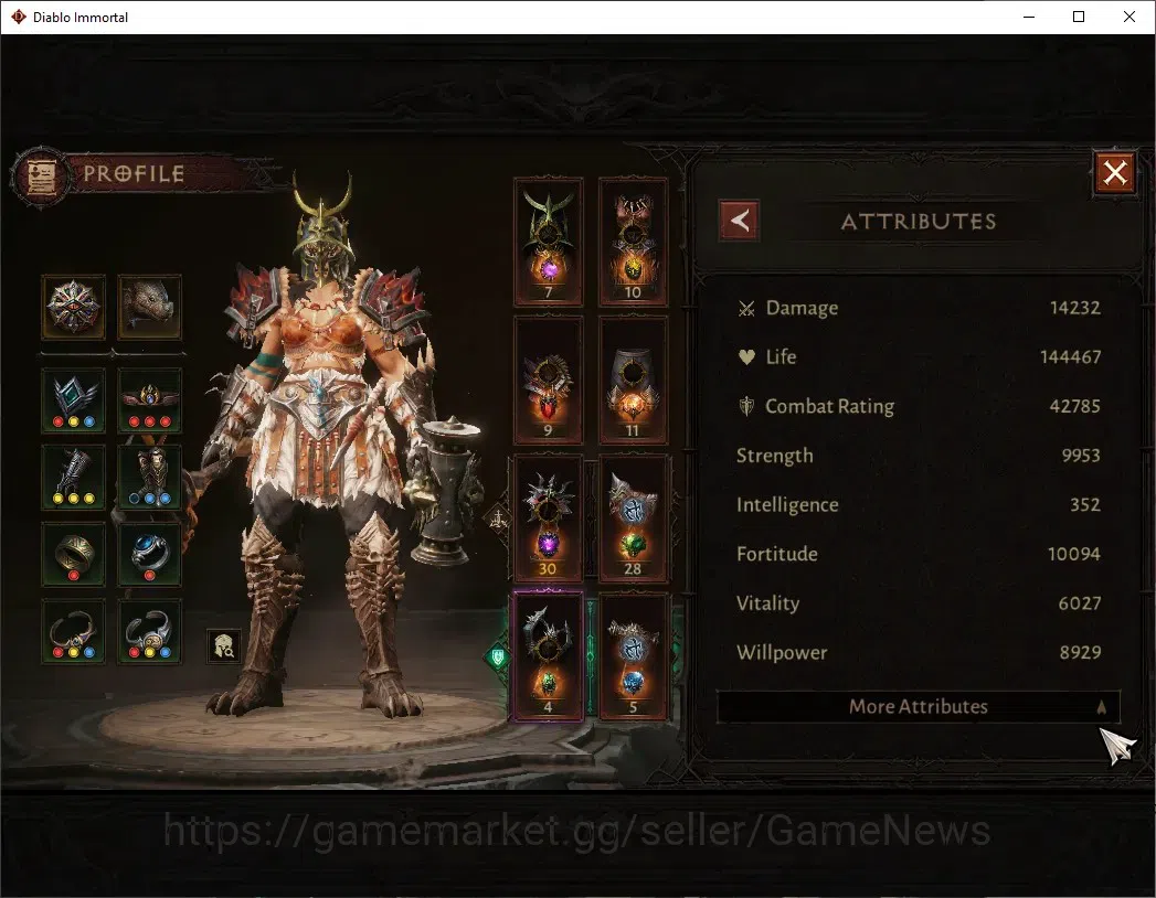 Diablo Immortal Accounts High-End SA - Malah|CS ON|Lv 60 (876)|Barbarian|CR 42k|Reso 600|Paragon Slinger|Inferno V|2 3