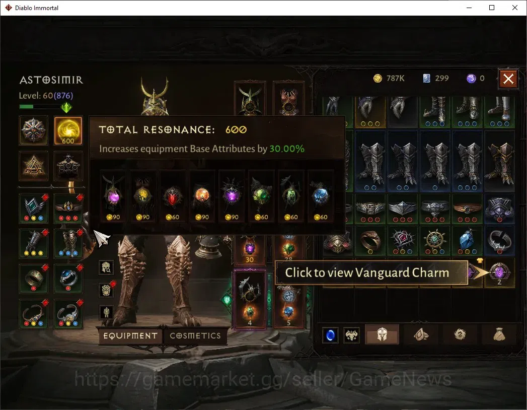 Diablo Immortal Accounts High-End SA - Malah|CS ON|Lv 60 (876)|Barbarian|CR 42k|Reso 600|Paragon Slinger|Inferno V|2 4