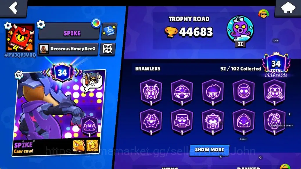 Brawl Stars Accounts Android | 44683 Thropy|92 Brawler-33 Max Lv(Shelly,Colt,Brock,Poco,Rosa,Rico,Etc.)|33k Bling+51 Gems 2