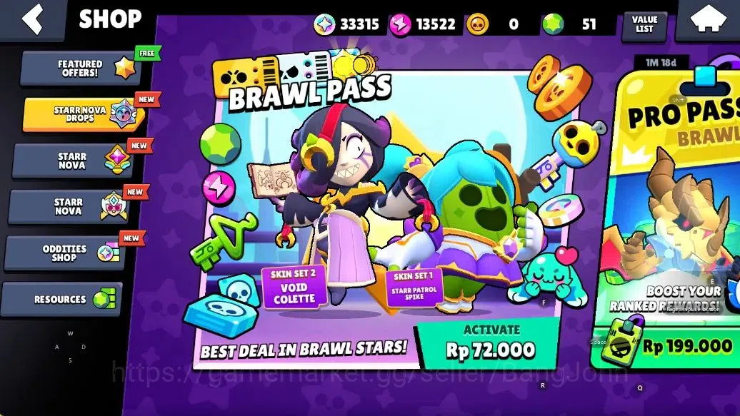 Brawl Stars Accounts Android | 44683 Thropy|92 Brawler-33 Max Lv(Shelly,Colt,Brock,Poco,Rosa,Rico,Etc.)|33k Bling+51 Gems 5