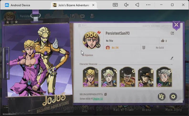 JoJo’s Bizarre Adventure: All Star Battle R Accounts ASIA | 6SSR | Jotaro K, Caesar B1, Giorno G, Koichi H, ETC | 4k 1