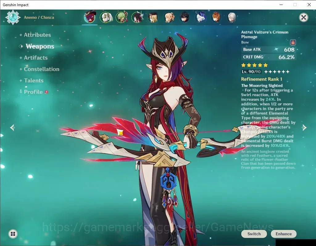Genshin Impact Accounts Mid Game ASIA|AR58|10 Limited+9(*5Weapon)|Chasca PremTeam|[Chasca,ArlecchinoC1,Navia,Kazuha]+Sign|Mc 3
