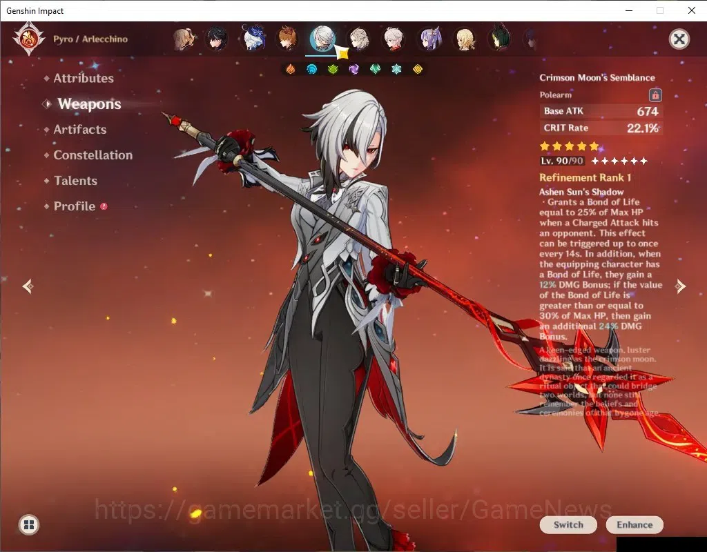 Genshin Impact Accounts Mid Game ASIA|AR58|10 Limited+9(*5Weapon)|Chasca PremTeam|[Chasca,ArlecchinoC1,Navia,Kazuha]+Sign|Mc 5