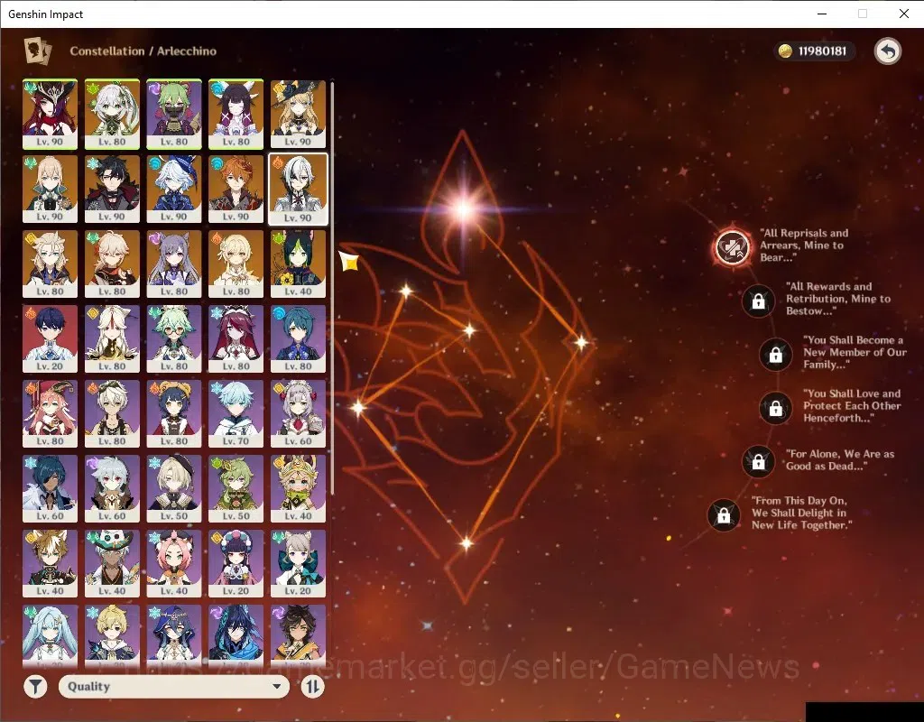 Genshin Impact Accounts Mid Game ASIA|AR58|10 Limited+9(*5Weapon)|Chasca PremTeam|[Chasca,ArlecchinoC1,Navia,Kazuha]+Sign|Mc 7