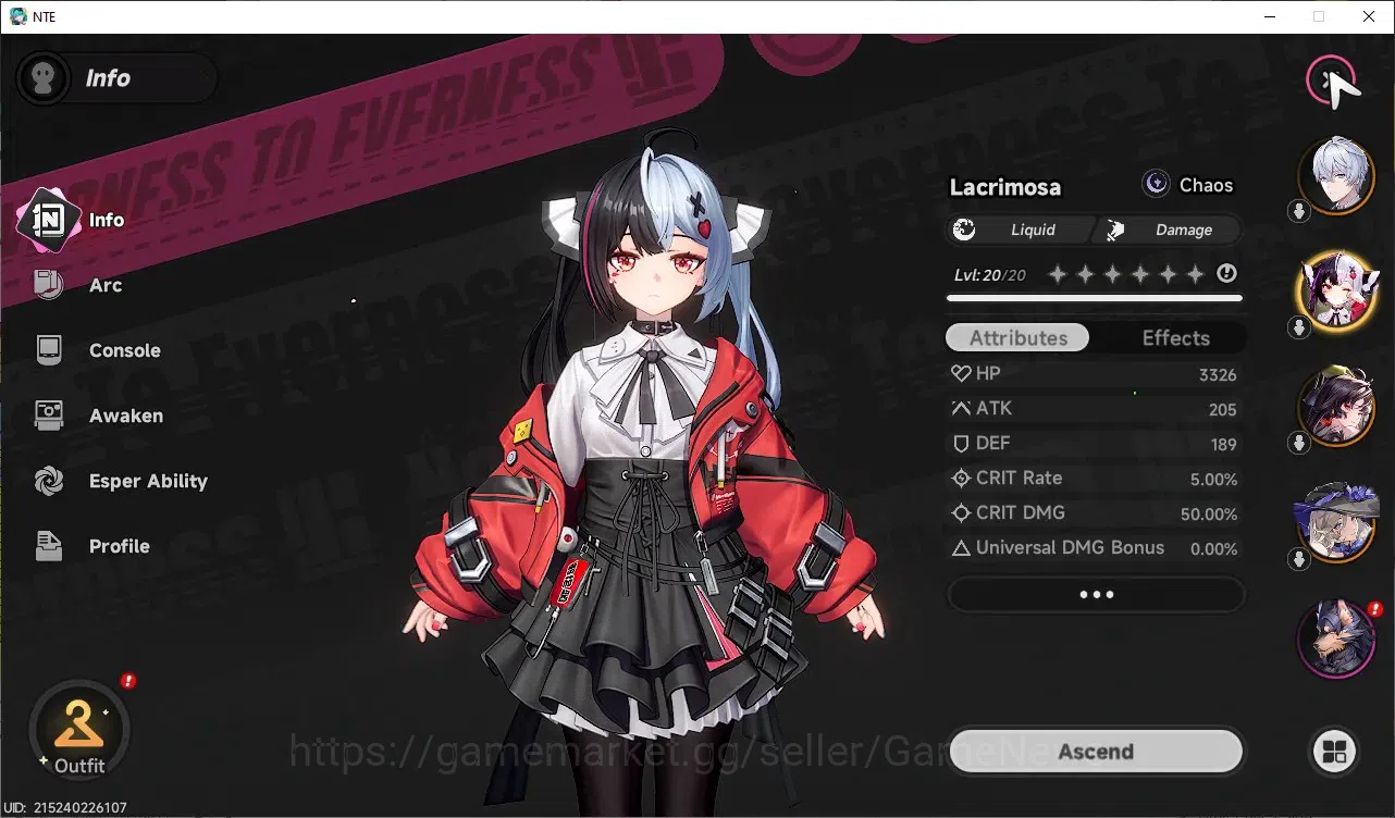 Neverness to Everness Accounts GLOBAL Asia|HL 3|3 S-Class (Lacrimosa,Hotori,Jiuyu image 3