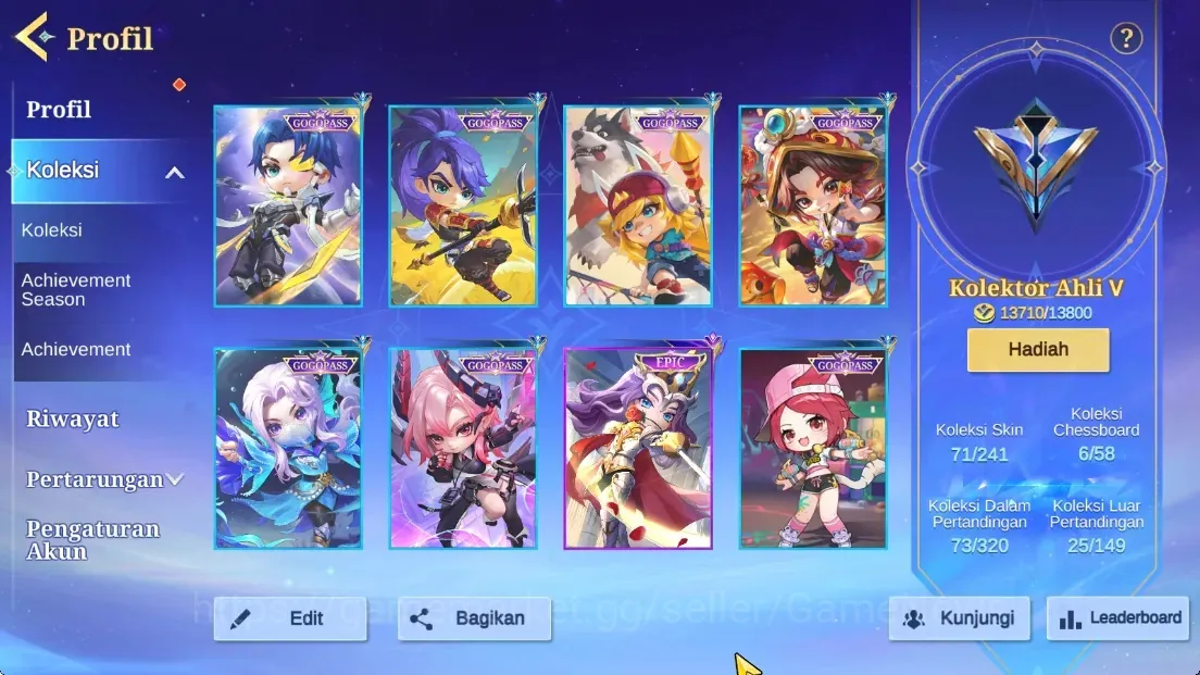 Magic Chess: Go Go Accounts 39 Commander 22 Max|71 Skin|1 Epic Lancelot,19 Special 10 Gogopass,36 Elite,15 Painted|6 1