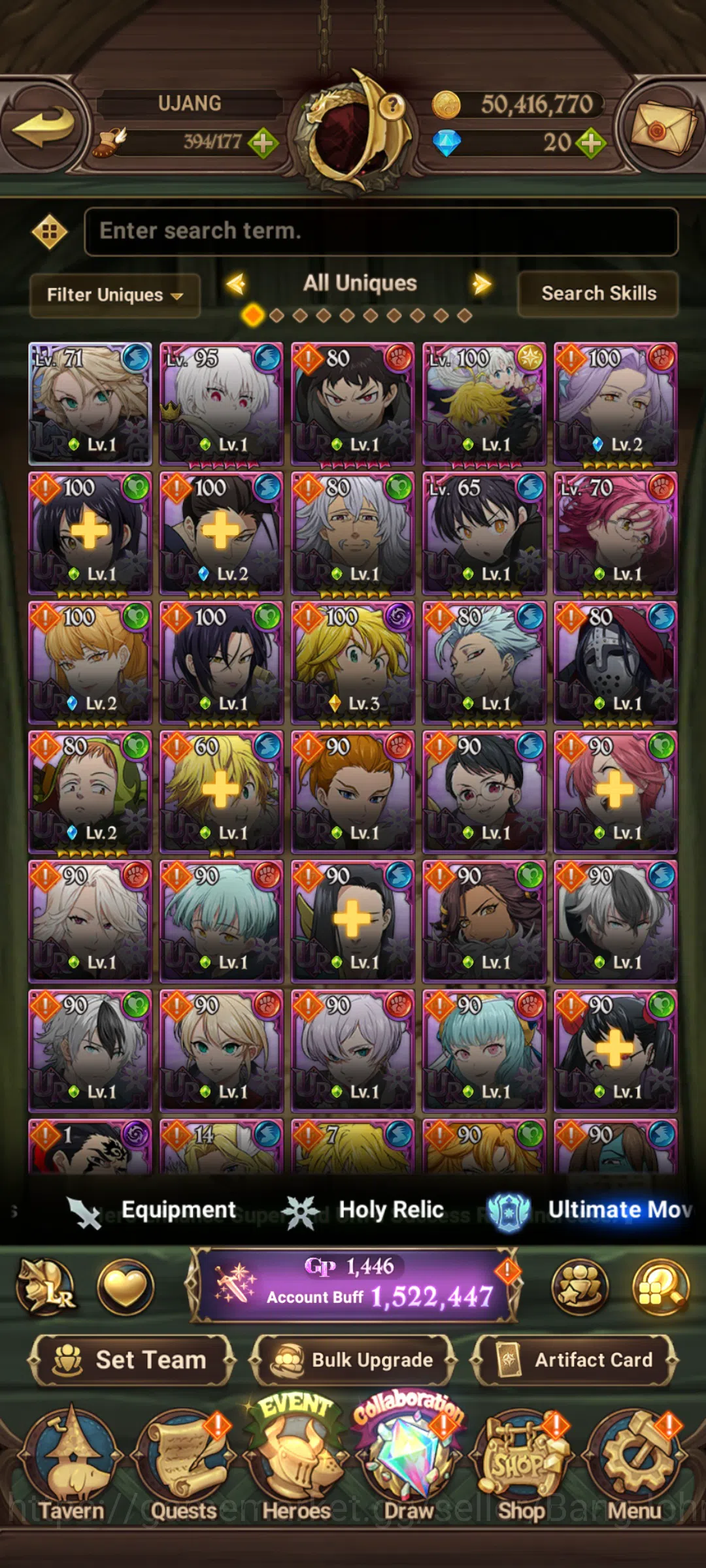 The Seven Deadly Sins: Grand Cross Accounts ASIA|1.5M CC|Collab FF + Re-zero |LR Roxy|5 UR Eli image 10