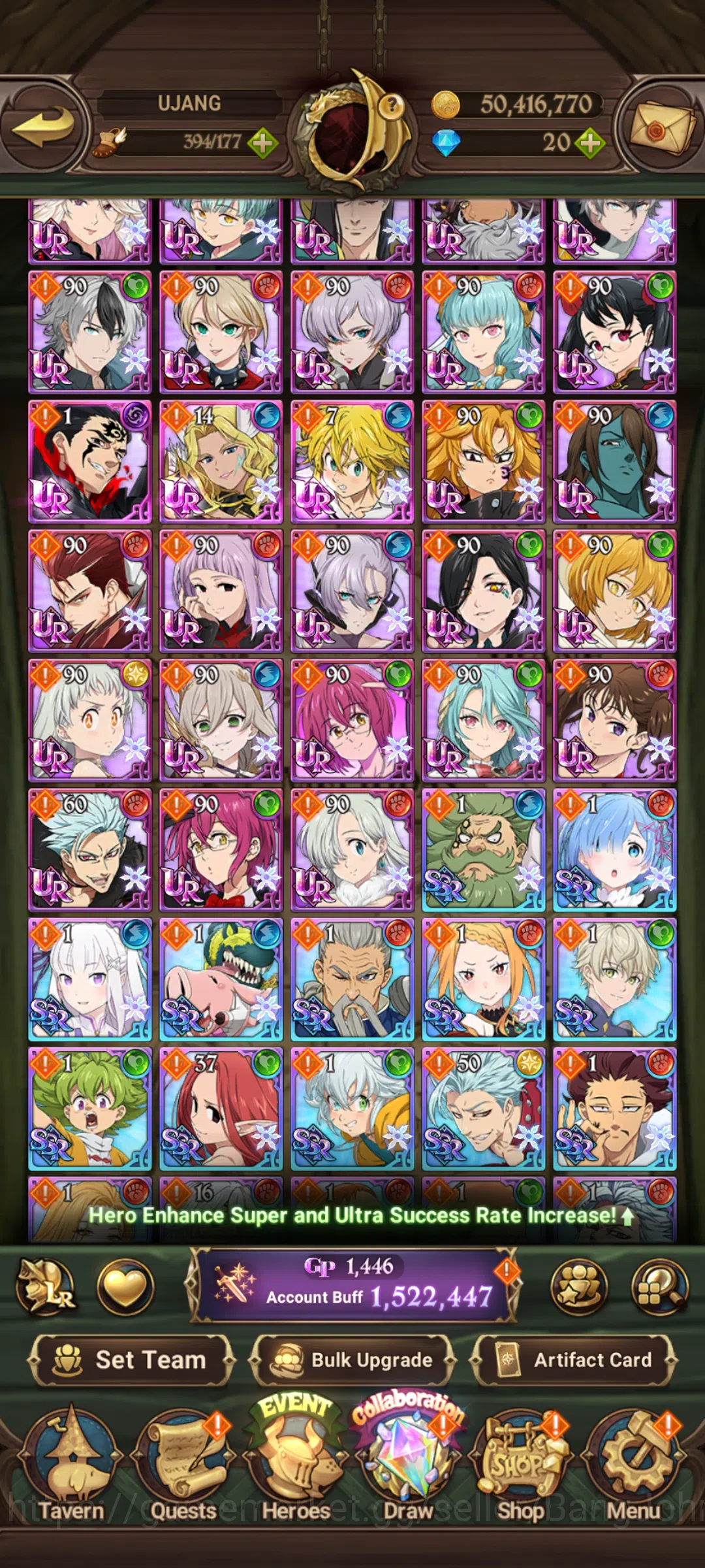 The Seven Deadly Sins: Grand Cross Accounts ASIA|1.5M CC|Collab FF + Re-zero |LR Roxy|5 UR Eli image 11