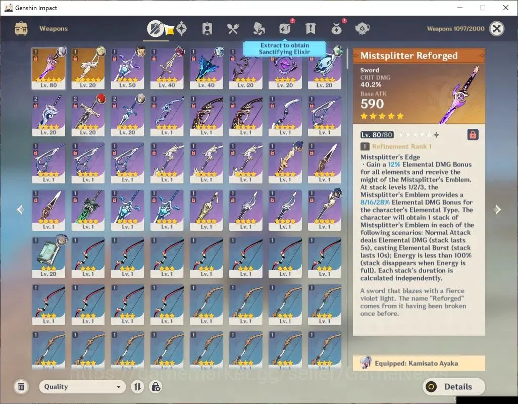 Genshin Impact Accounts Asia |AR 48|3 Limited+2(*5Wep)|Ayaka+Sign,Eula,Nav image 4