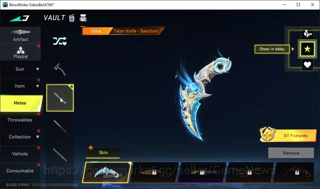 Blood Strike Accounts Collab Skin ASIA|Meele Ultra Talon Knife Sanctum|Collab AOT M4A1 Battle of Faith,Bleach Byakuya|Ultra 1