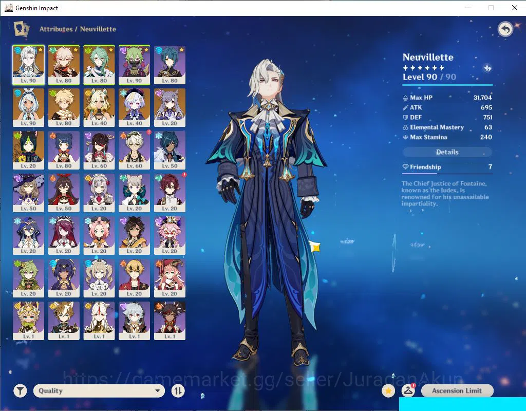 Genshin Impact Accounts Mid Game ASIA|AR 55|5 Limited +4(*5Weapon)|| Neuvill 3
