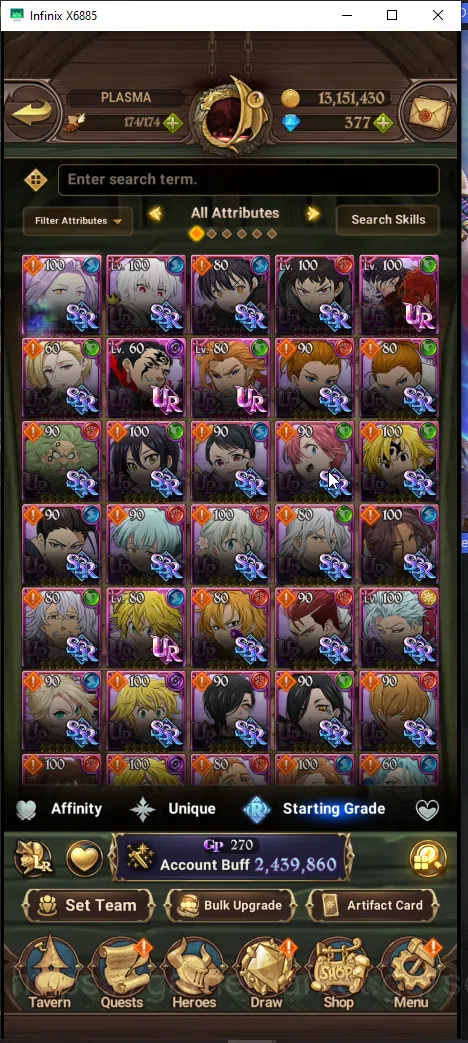 The Seven Deadly Sins: Grand Cross Accounts Others ASIA | 2,4M CC | DM 377 | 4UR Merlin & Escanor, oppressor demon king 3