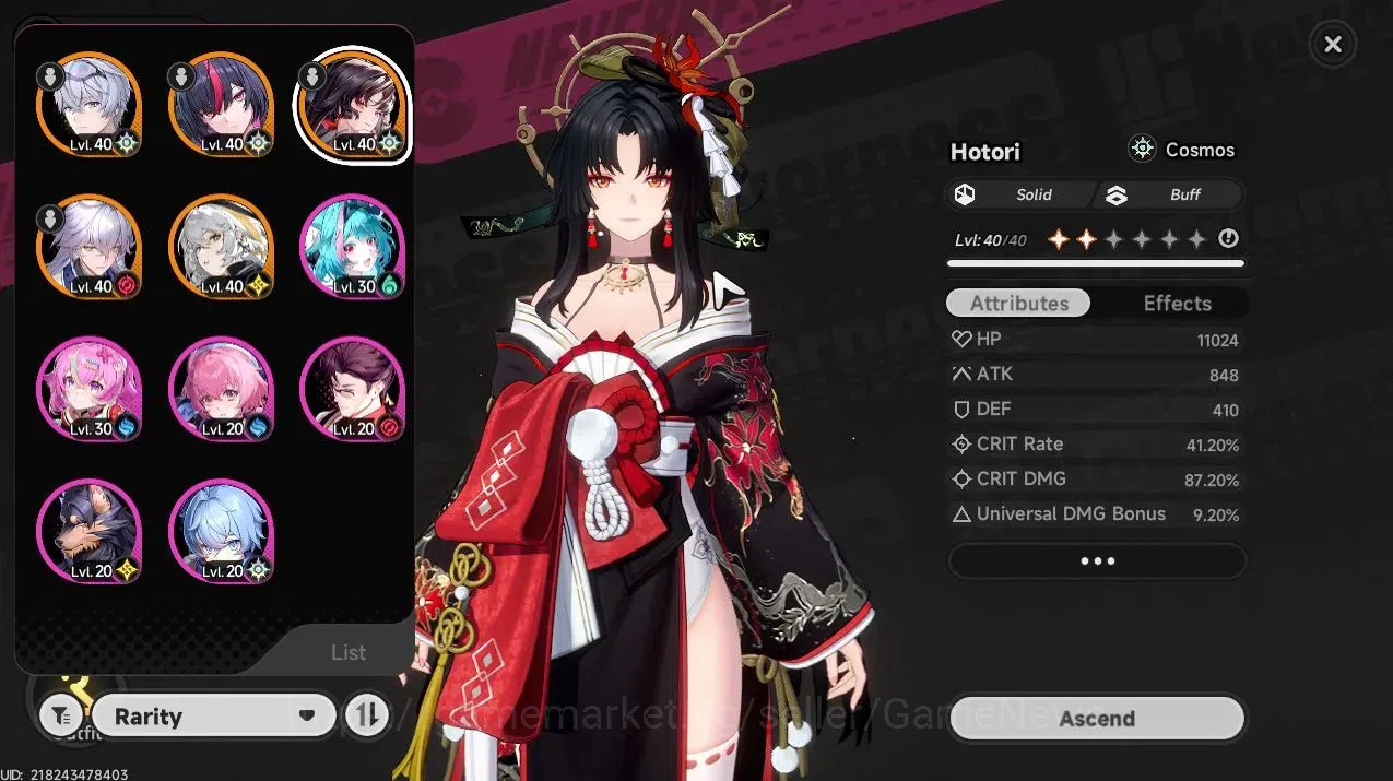 Neverness to Everness Accounts GLOBALSEA|HL 26|TL 11|4 S-Class (Hotori,Shinku)|2 S-Class Selectr Box|Selector|FeMale 1