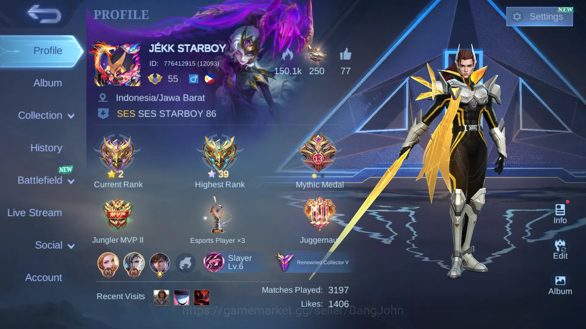 Mobile Legends: Bang Bang Others Hero 104 | Skin 218 | Emblem All Max | Champion La image 1