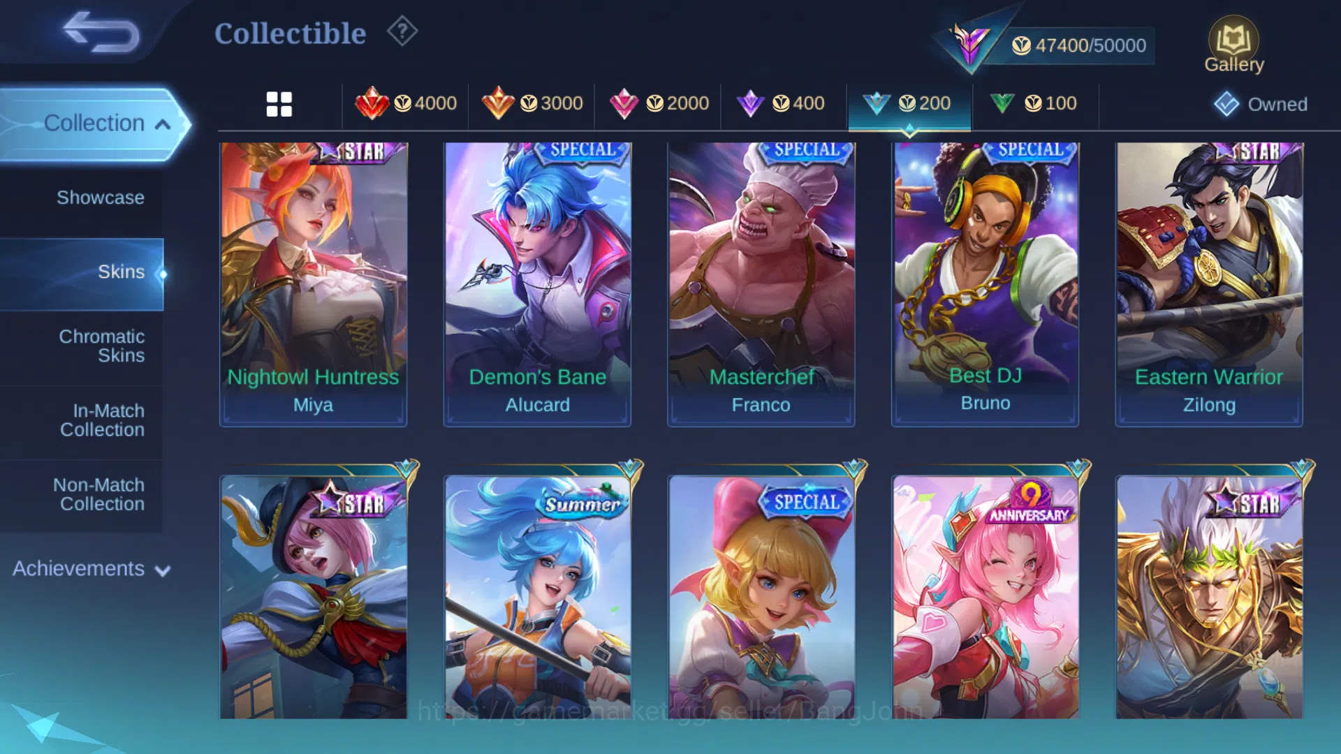 Mobile Legends: Bang Bang Accounts Others Hero 104 | Skin 218 | Emblem All Max | Champion Lancelot | Collector Silvana 10