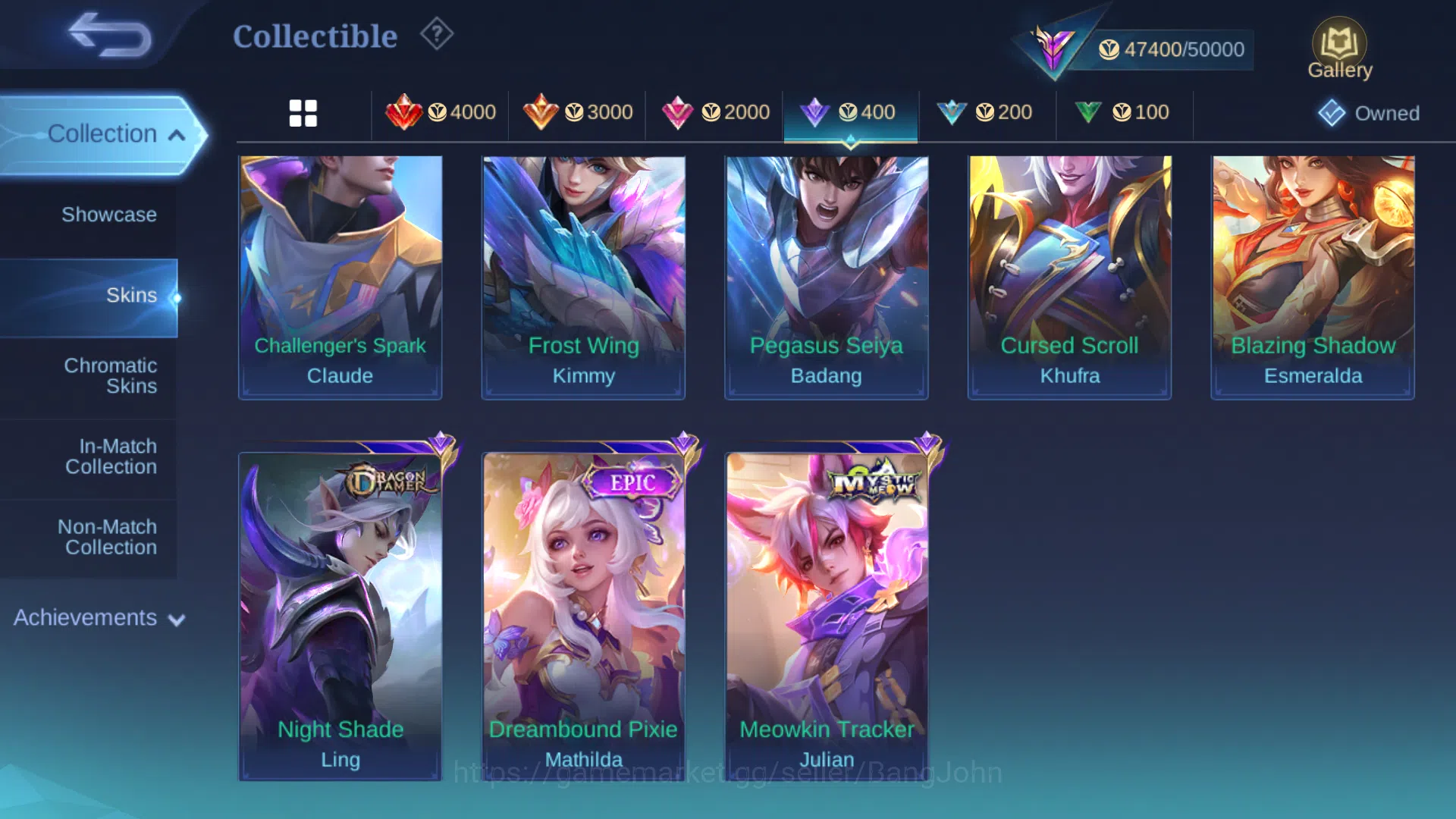Mobile Legends: Bang Bang Accounts Others Hero 104 | Skin 218 | Emblem All Max | Champion Lancelot | Collector Silvana 9