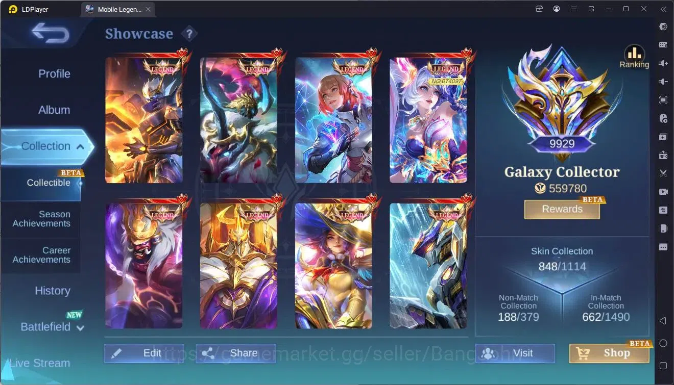 Mobile Legends: Bang Bang Accounts Global|Hero 133|Skin 848|Galaxy|Legend granger,Alp image 2