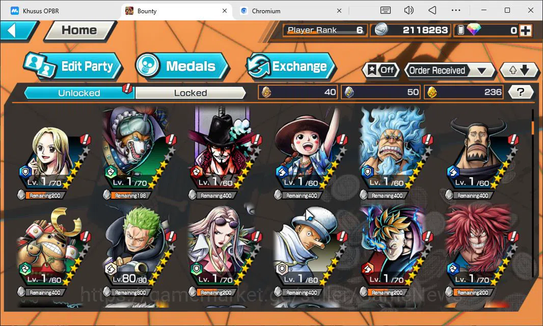 One Piece Bounty Rush Accounts Starter Global|4EX|T5Elder Nusjuro,BFR Shanks,AMS Borsalino,GP Edward 10