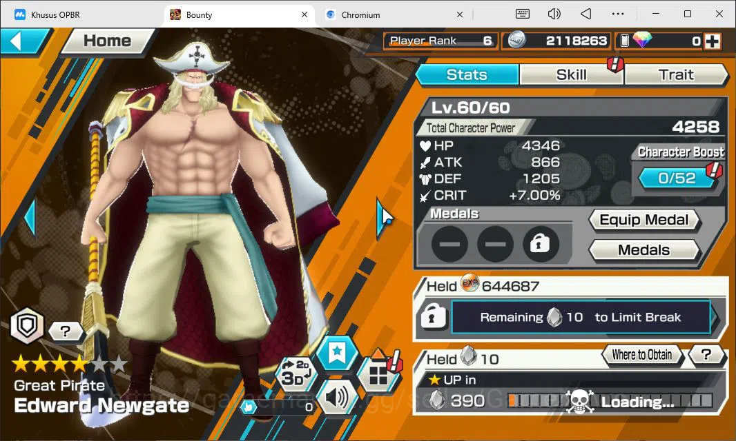 One Piece Bounty Rush Accounts Starter Global|4EX|T5Elder Nusjuro,BFR Shanks,AMS Borsalino,GP Edward 8