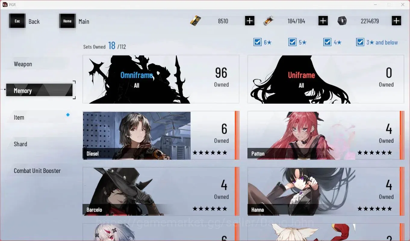 Punishing: Gray Raven Accounts Starter ASIA |Ready Gatcha|L67|[S Lucia CW, S Lilith D]+Sign, S Lee E, S Feral Etc|BC 8510|YC 10