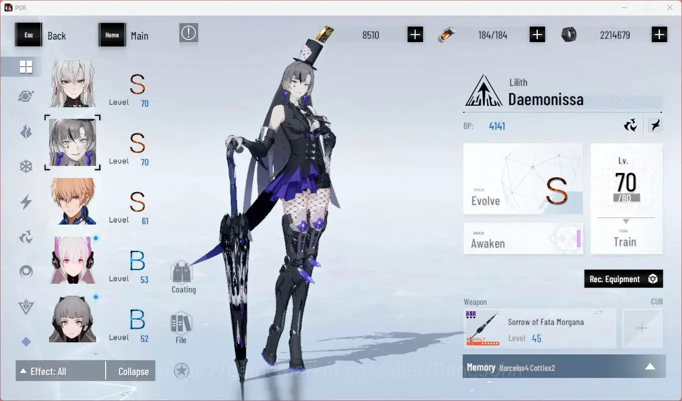 Punishing: Gray Raven Accounts Starter ASIA |Ready Gatcha|L67|[S Lucia CW, S Lilith D]+Sign, S Lee E, S Feral Etc|BC 8510|YC 5