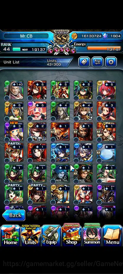 Grand Summoners Accounts Mid-Game Global|Rank 51|7 Asc+ 1 TW|Sayaka+TW,Inumuta,S Miyu,Kirisame,Chloe,Rin & Luvia,NF 5