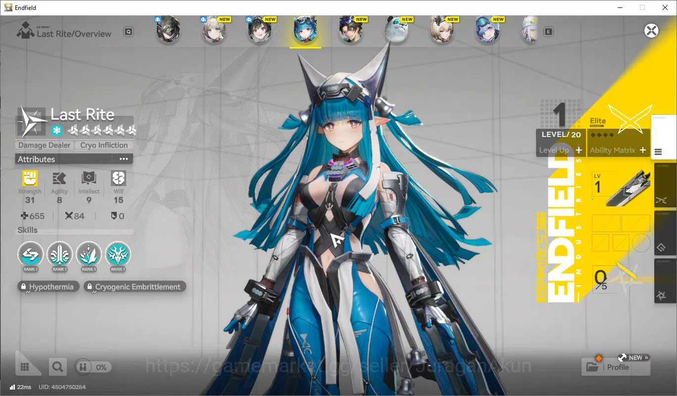 Arknights: Endfield Accounts Asia Lv2|Day1|1 Meta SSR (Last Rite) +6SR Character|2 B6 Weap (Forgeborn,Nova)|Female 4