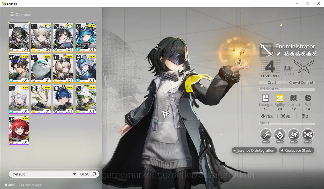 Arknights: Endfield Accounts Asia Lv2|Day1|1 Meta SSR (Last Rite) +6SR Character|2 B6 Weap (Forgeborn,Nova)|Female 9