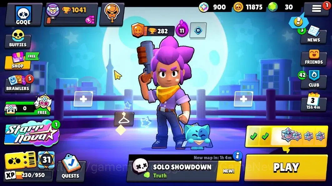 Brawl Stars Accounts 1041 Trophy|12 Brawlers 1 Max Lvl [Shelly]|4 Skins|1 Legend Skin [Void Ember]|11K Coins 3K PP|CN 3