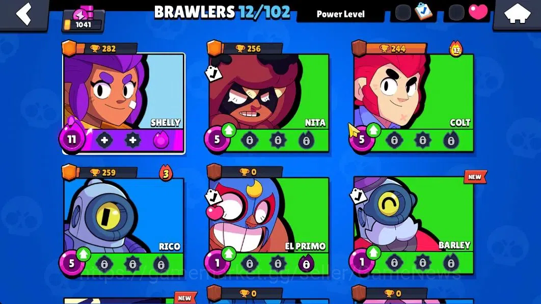 Brawl Stars Accounts 1041 Trophy|12 Brawlers 1 Max Lvl [Shelly]|4 Skins|1 Legend Skin [Void Ember]|11K Coins 3K PP|CN 5