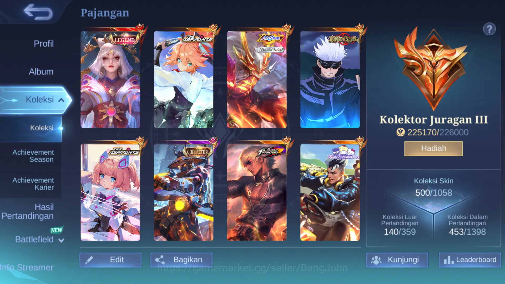 Mobile Legends: Bang Bang Accounts Hero 131 | skin 500 | legend lunox | legend valir  image 2
