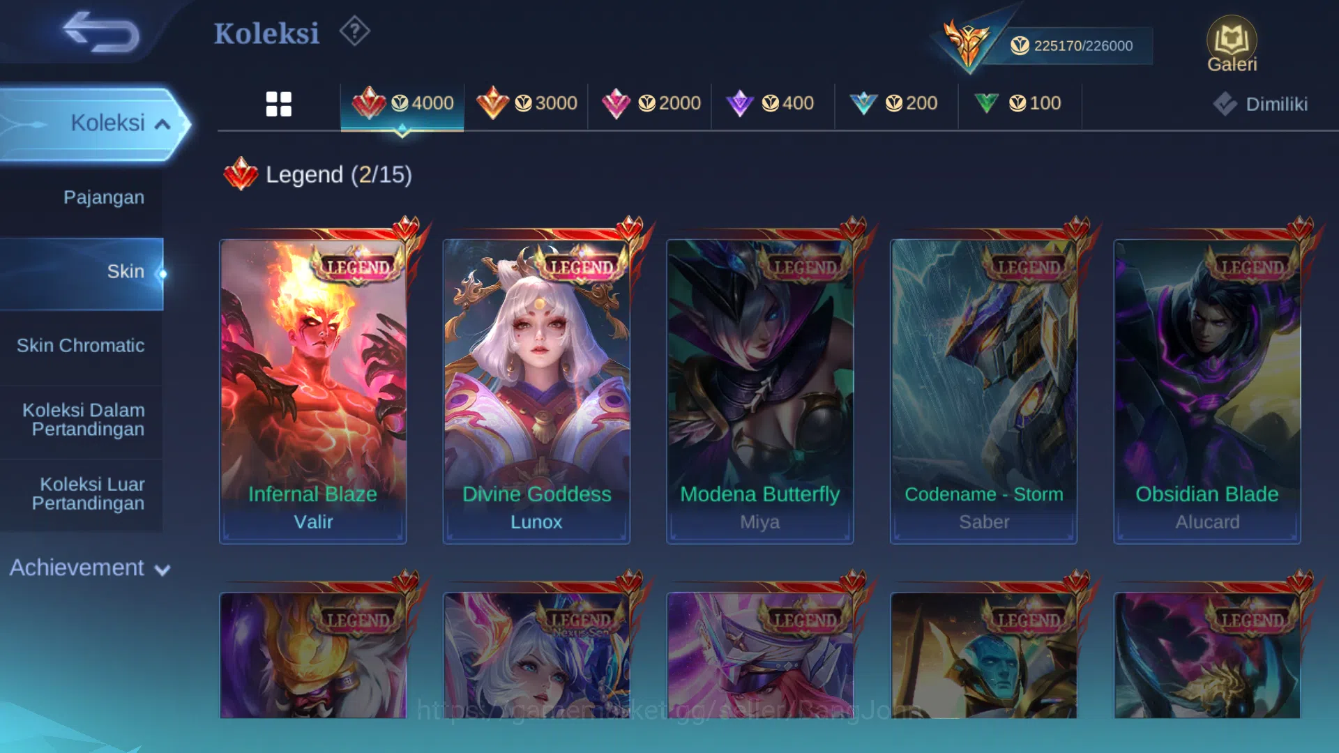Mobile Legends: Bang Bang Accounts Hero 131 | skin 500 | legend lunox | legend valir  image 3