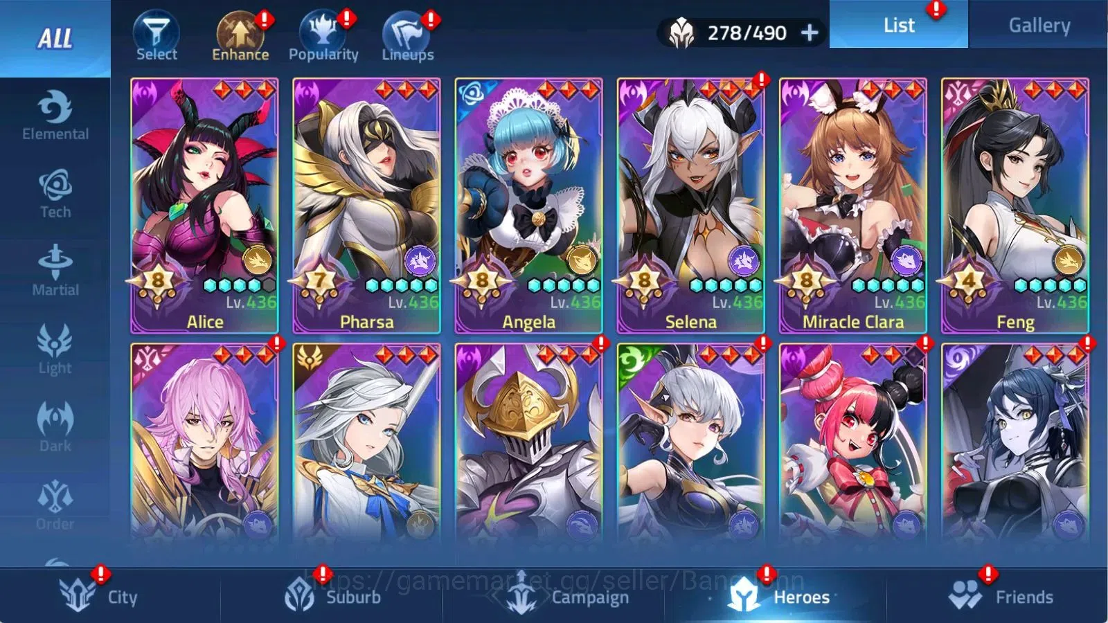 Mobile Legends: Adventure Accounts 70380| L273 VIP10 314M POWER CAMP 65-4 8 UR Achlys Alice Eos Silvanna 3 Epic Skins 3