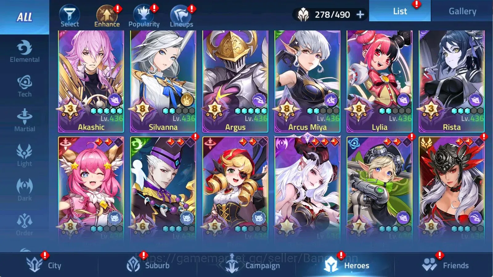 Mobile Legends: Adventure Accounts 70380| L273 VIP10 314M POWER CAMP 65-4 8 UR Achlys Alice Eos Silvanna 3 Epic Skins 4
