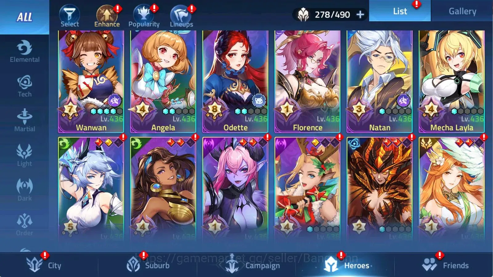 Mobile Legends: Adventure Accounts 70380| L273 VIP10 314M POWER CAMP 65-4 8 UR Achlys Alice Eos Silvanna 3 Epic Skins 5