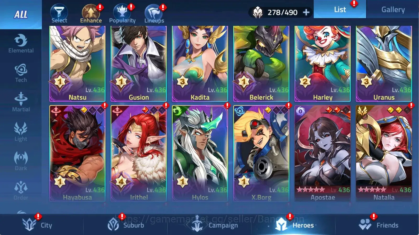 Mobile Legends: Adventure Accounts 70380| L273 VIP10 314M POWER CAMP 65-4 8 UR Achlys Alice Eos Silvanna 3 Epic Skins 6