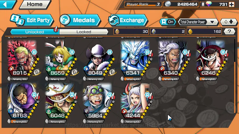One Piece Bounty Rush Accounts Others GLOBAL|EX 3| onigha kaido, St ethanbaron, St jaysaturn check SS OPBR186B 4
