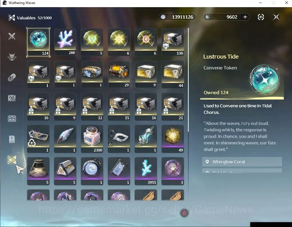 Wuthering Waves Accounts NA | UL 47 | 9,6K Astrite+124 Lustrous Tide |1 Lim image 10