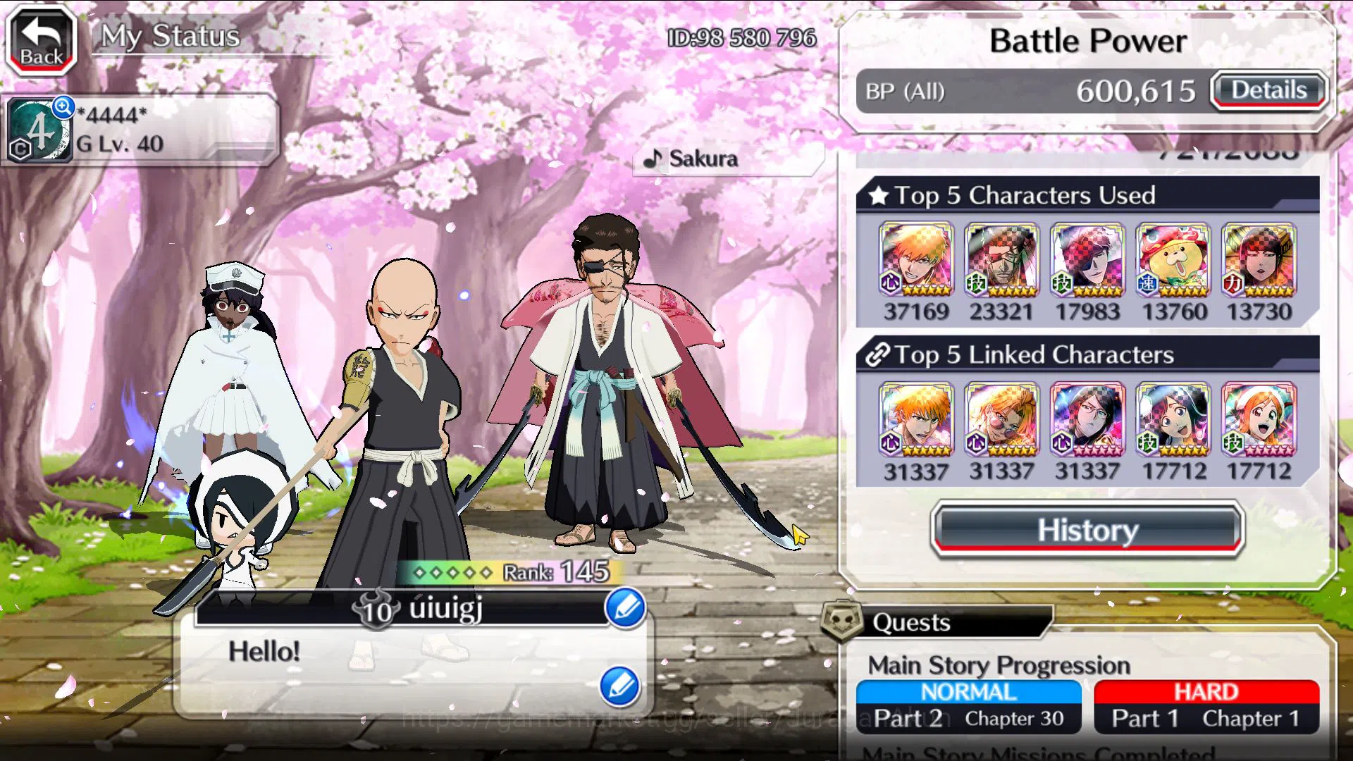 Bleach: Brave Souls Accounts Mid-Tier [GLOBAL]10K Orb+Fresh Story|4MT(TYBW26:Ikkaku,Shunsui,Bambietta)10th Anniv(Rukia)|2 3